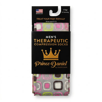 Prince Daniel Men's Therapeutic Compression Sock, Dot Art, 8-15 mmHg, Mild
