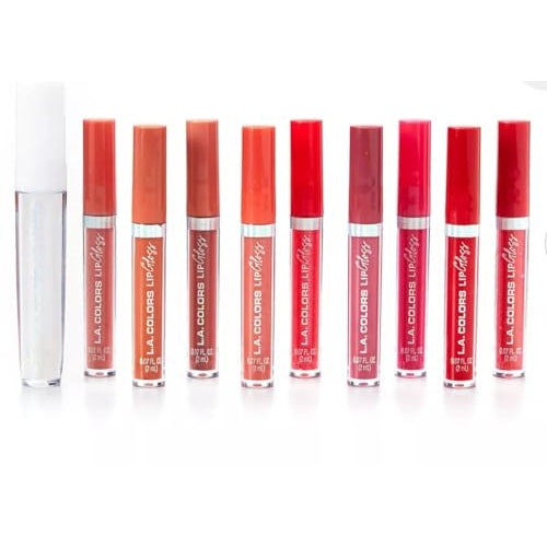 L.A. COLORS All Is Bright 10pc Lipgloss & Lip Plumper Set, Excluxive Limited Edition Shimmer Plumper, Gloss Exposure