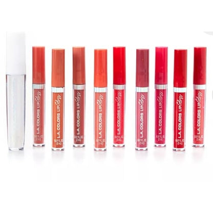 L.A. COLORS All Is Bright 10pc Lipgloss & Lip Plumper Set, Excluxive Limited Edition Shimmer Plumper, Gloss Exposure