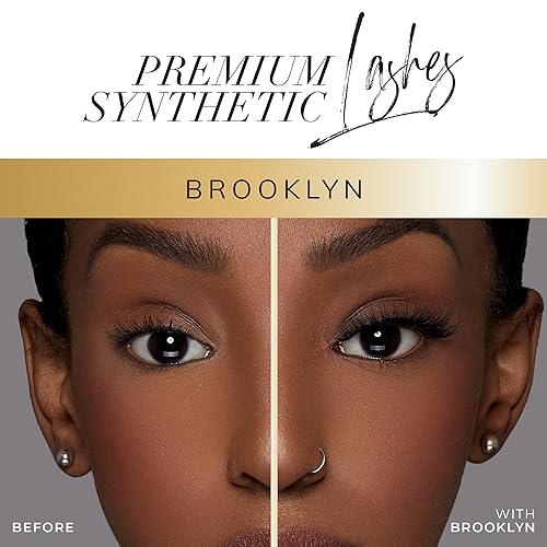 Lilly Lashes Premium Synthetic Lashes Brooklyn | Fake Eyelashes Natural Look | Bold Full Bodied Look | False Lashes | Vegan Strip Lash | Reusable Up to 10 Wears | 15mm