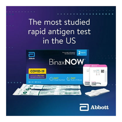 BinaxNOW COVID‐19 Antigen Self Test, 1 Pack, Double, 2-count, At Home COVID-19 Test, 2 Tests