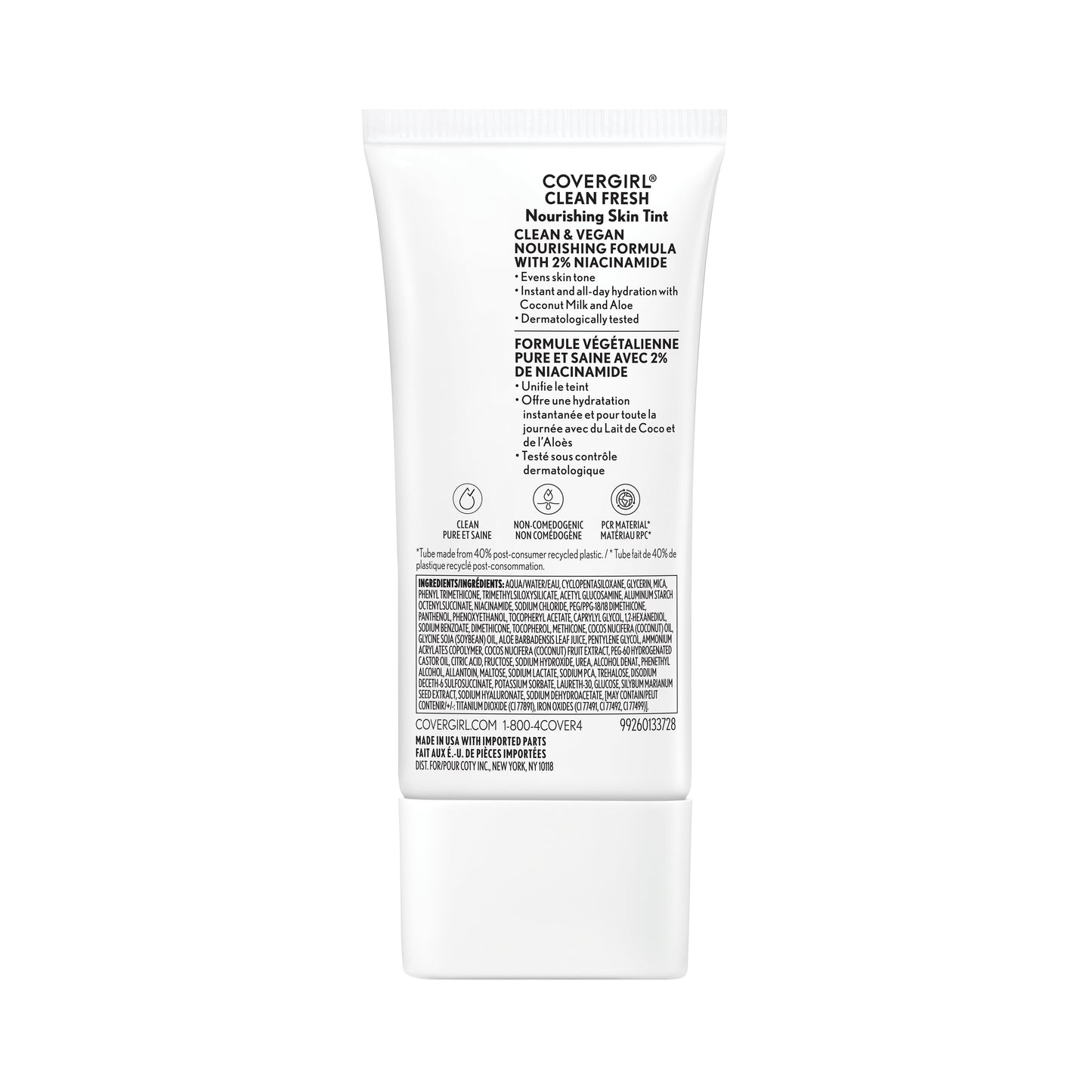 COVERGIRL Clean Fresh Nourishing Skin Tint, Dewy Finish, Tan/ Rich, 1 fl oz (Packaging May Vary)