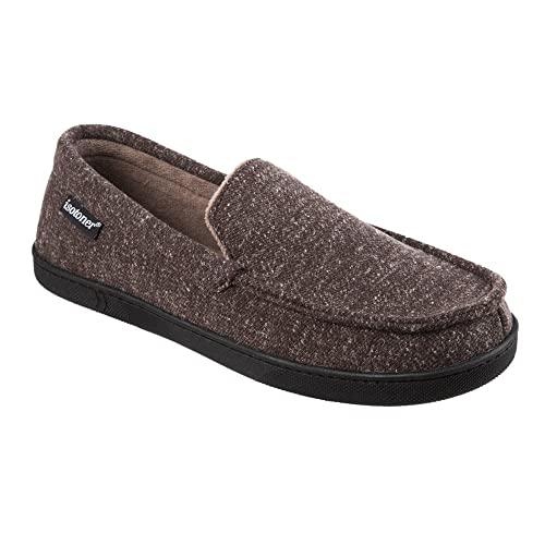 Men’s Heather Knit Preston Gel Memory Foal Moccasin Slippers Brown M 8-9