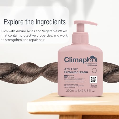 Climaplex Anti Frizz Protector Cream - Shields from Heat and UV Damage - Promotes Healthy Scalp - Soothes and Improves Shine - Leaves Hair Silky Smooth - Vegan Friendly and Cruelty Free - 8.45 oz