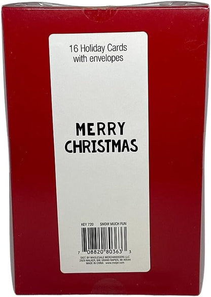 American Greetings Christmas Holiday Cards with Envelopes - 4 3/4" x 7 1/4" - (Snow Man Tree - 16 Ct)
