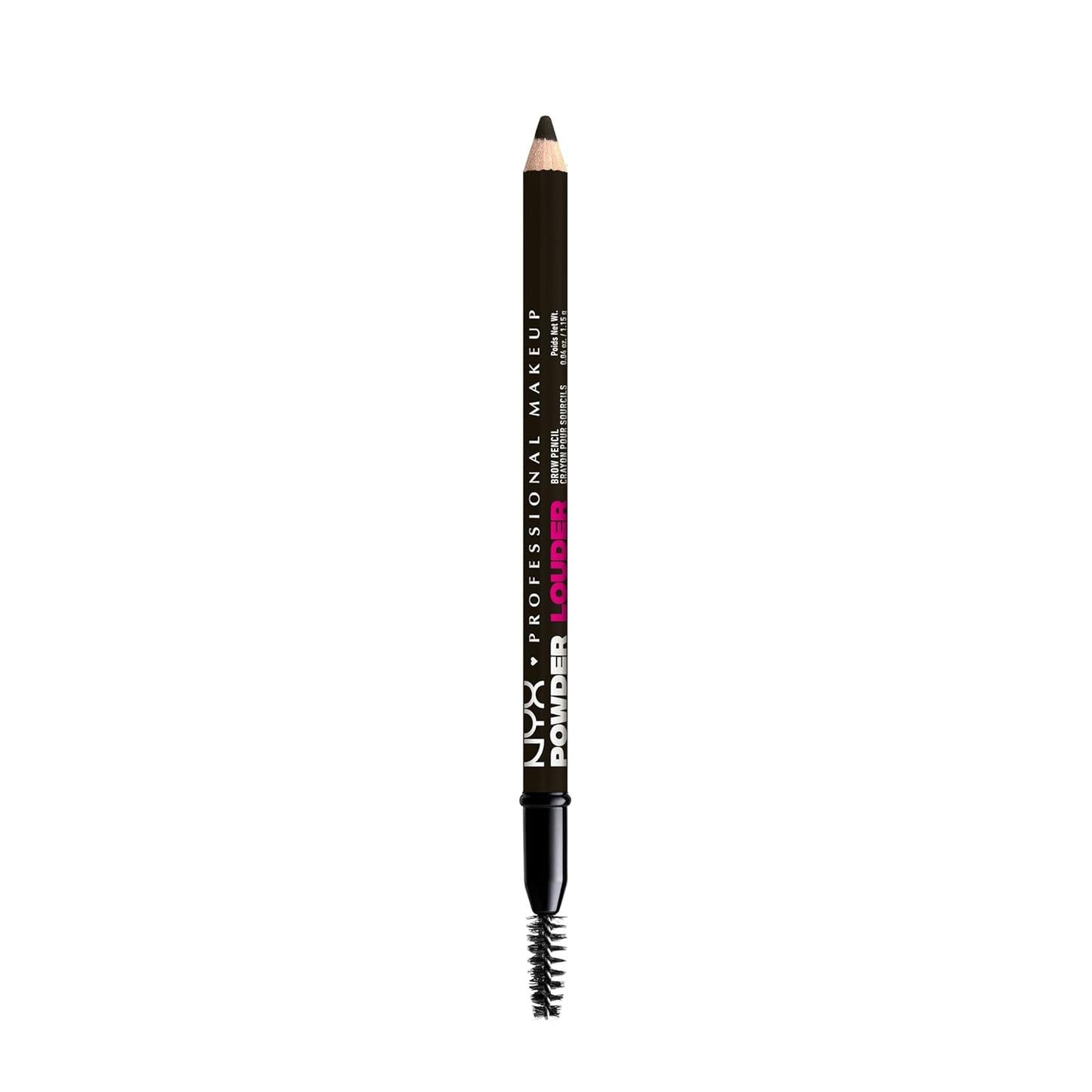 NYX PROFESSIONAL MAKEUP Powder Louder Eyebrow Pencil, Brow Pencil with Buildable Volume For Up To 12HR Wear, Vegan Formula - Black