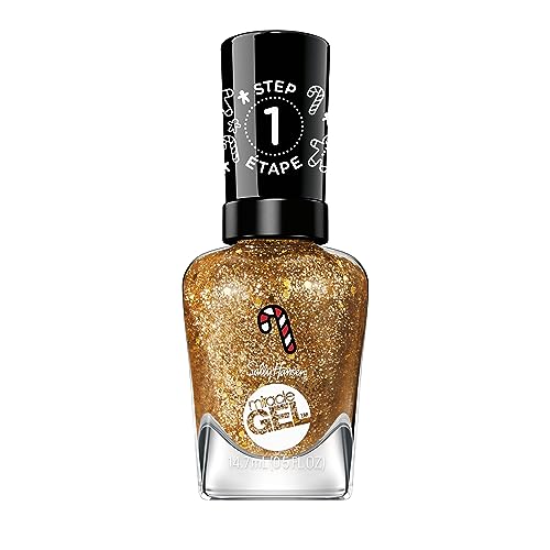 Sally Hansen Miracle Gel™, Holiday Less Bitter, More Glitter, Long Lasting, Gel-Like Formula, No UV Lamp Needed, Gold Glitter Nail Polish