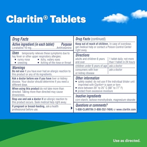 Claritin 24hr Non-Drowsy Allergy Relief, Loratadine Tablets - 100ct