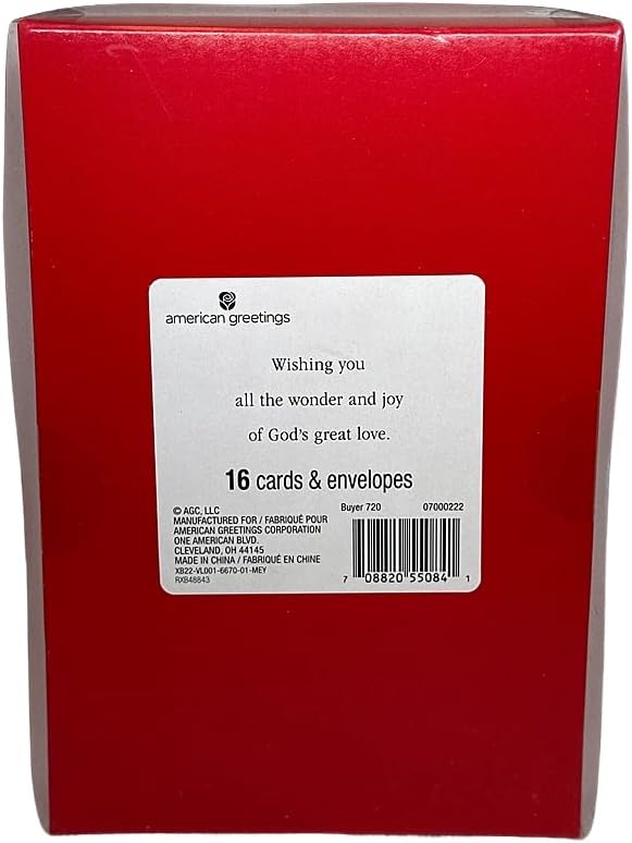 American Greetings Christmas Holiday Cards with Envelopes - 4 3/4" x 7 1/4" - (Angel 2-16 Ct)