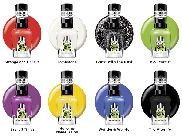 Sally Hansen Miracle Gel Beetlejuice Salon Quality Nail Polish | Gel-Like Formula, Two-Step System, No UV Light Needed, Long Lasting | Opaque, Glossy | 927 Strange And Unusual | Cherry Red Nail Color