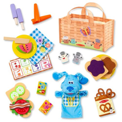 Melissa & Doug Blueâ€™s Clues & You! Share with Blue Picnic Play Set with Hand Puppet - FSC-Certified Materials