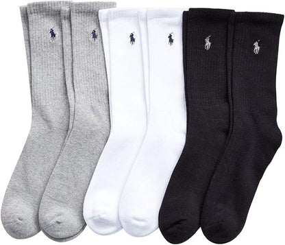 Polo Women’s Performance Cotton Crew Socks - 6 Pair Pack - Breathable Mesh & Sport Cushioning