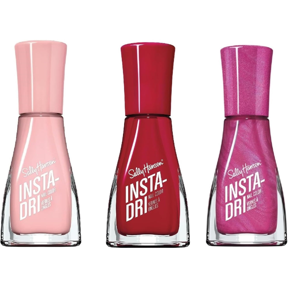 Insta-Dri Sally Hansen Nail Polish, Flashy Fuchsia, Let's Jam, Petal Pusher 3 Pack