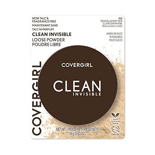 COVERGIRL Clean Invisible Loose Powder - Loose Powder, Setting Powder, Vegan Formula - Translucent Fair, 20g (0.63 oz)