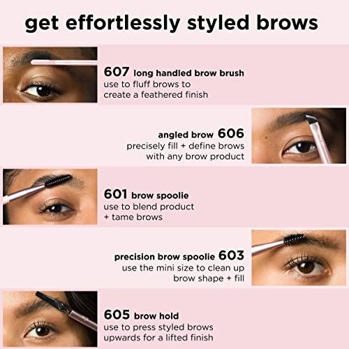 Real Techniques Brow Styling Set, For Lifting Brows, Fill & Style, Dual-ended Makeup Brushes, Full Kit for Eyebrows, Get Full, Laminated, or Natural Brows, Multiuse Tools, 3 Piece Set