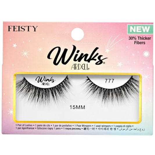 Ardell Winks 777 Lashes, Full Volume, 15mm Long, Fluffy Voluminous Look, Black Band