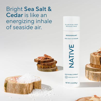 Native Deodorant & Body Spray, Sea Salt & Cedar, Quick Drying, 3.5 oz