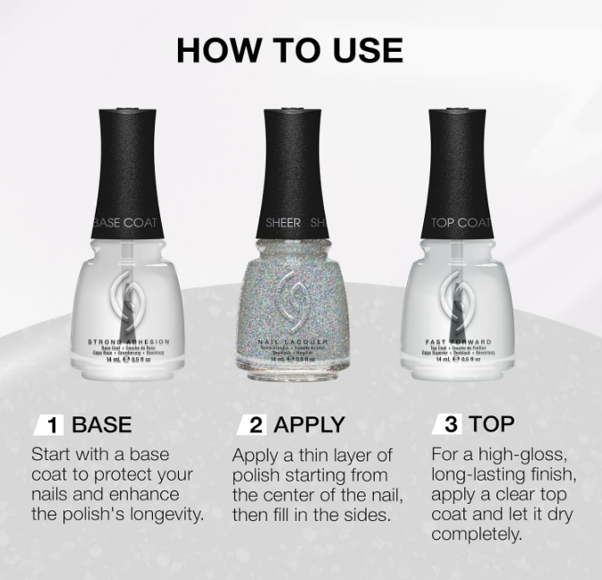 China Glaze CG Nail Lacquer Fairy Dust – Fine Silver Glitter, Quick Dry 0.5 floz
