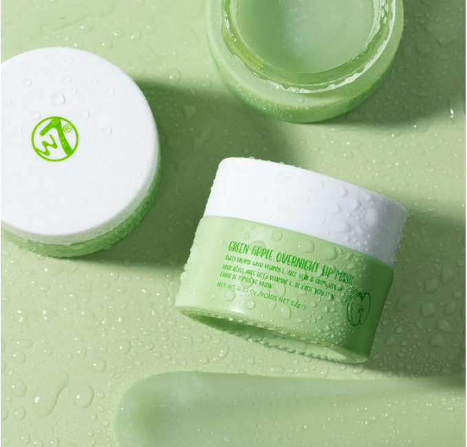 W7 Sweet Dreams Overnight Lip Mask Green Apple 12g Vitamin E Aloe Vera Hydrating