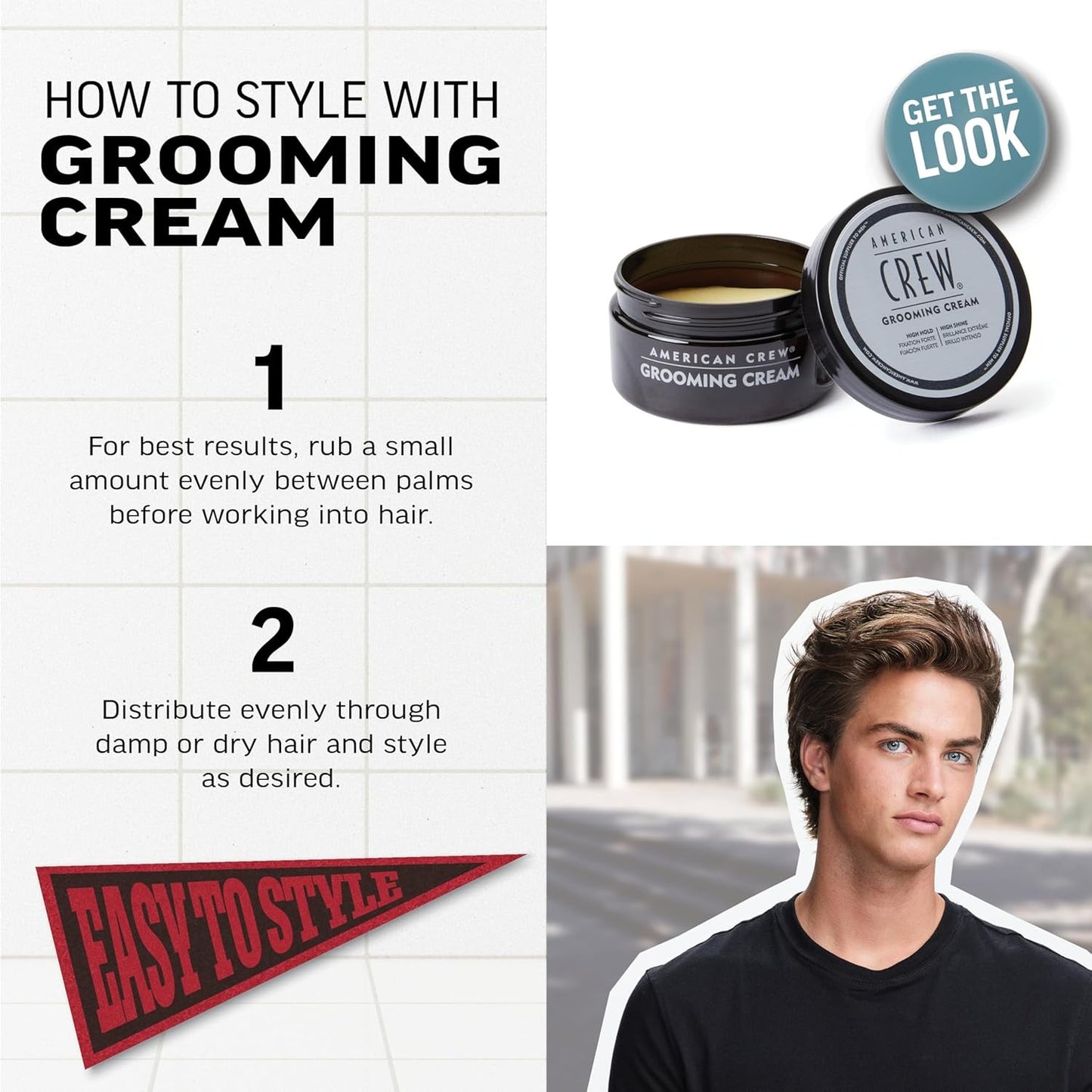 American Crew Men's Grooming Cream Like Hair Gel with High Hold & High Shine 3oz