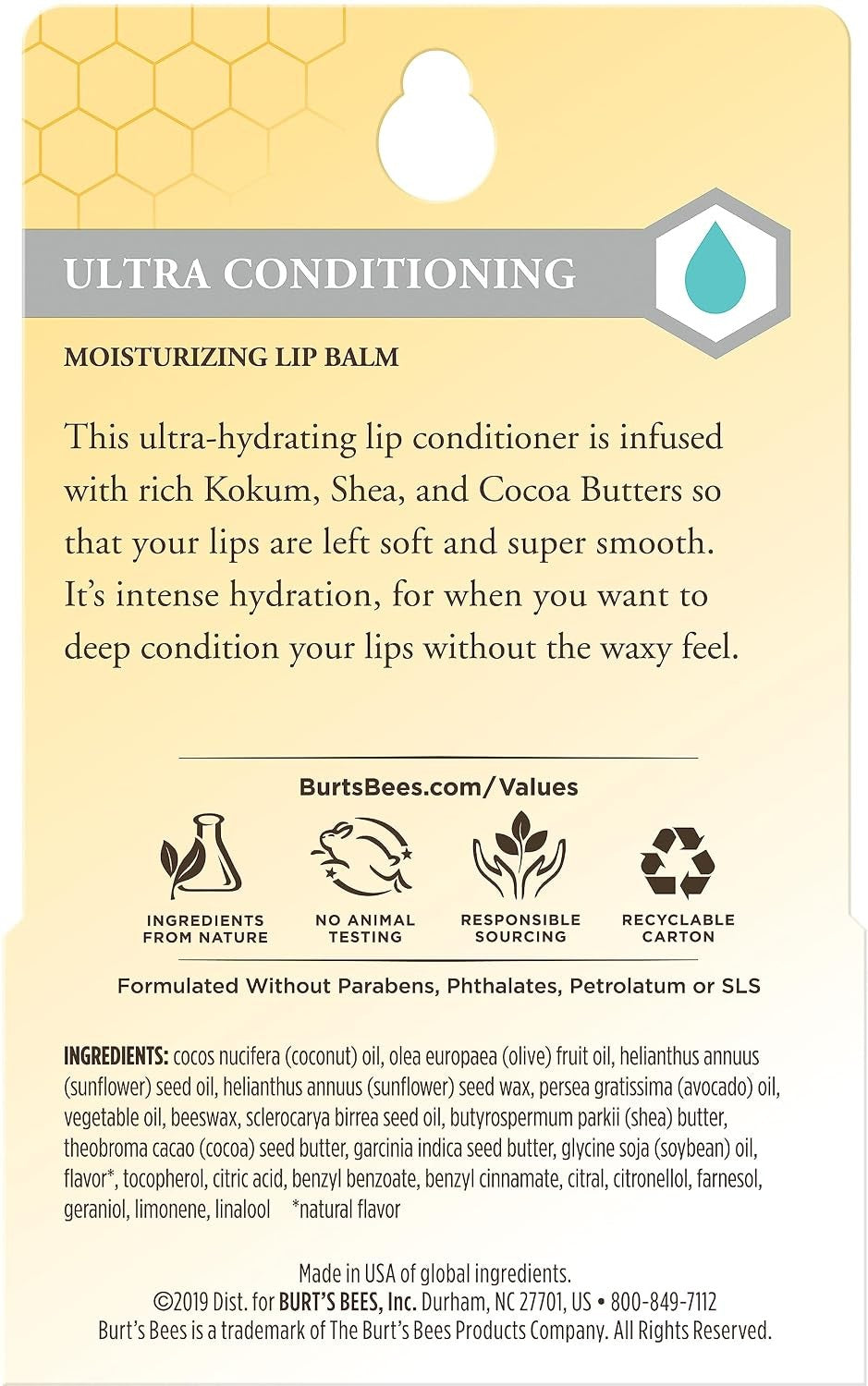Burt's Bees Lip Balm, Ultra Conditioning Moisturizing Lip Care, 2 Tubes, 0.15 oz