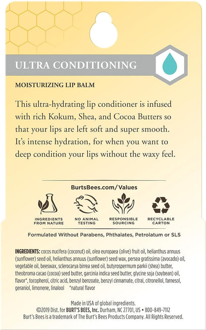 Burt's Bees Lip Balm, Ultra Conditioning Moisturizing Lip Care, 2 Tubes, 0.15 oz