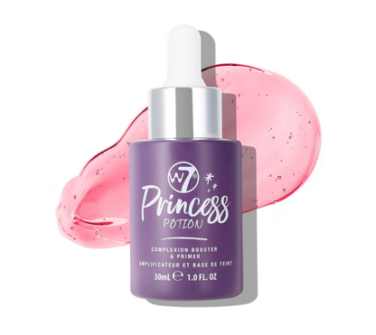 W7 Princess Potion Face Primer Drops Purple Makeup Base Priming Formula For Flawless Bright Skin Vegan Makeup, 30 ml.