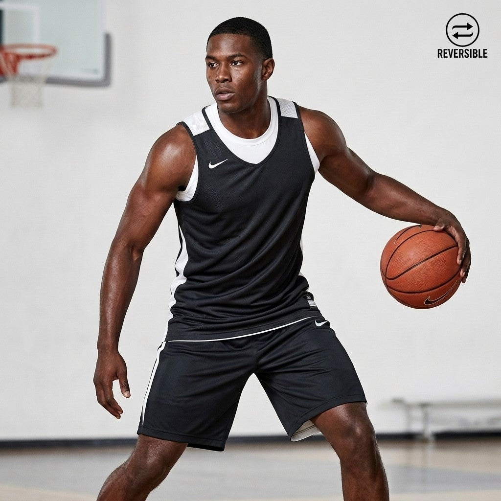 Nike Mens Small Reversible Dri-FIT Tank Top Black White Gym Training Jersey NWT