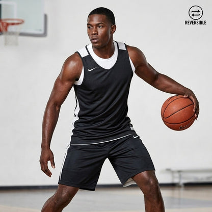 Nike Mens Small Reversible Dri-FIT Tank Top Black White Gym Training Jersey NWT
