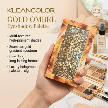 KleanColor Gold Ombre Eyeshadow Palette 12 Shades Bronze Taupe Gold Makeup