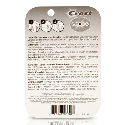 Crest Scope Long Lasting Mint Breath Mist, 0.24 fl oz, 2 ct