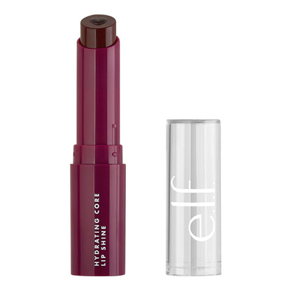 e l f Hydrating Core Lip Shine with Shea Butter Vitamin E Tinted Lip Balm for Smooth Glossy Finish Long Lasting Moisture Ecstatic Deep Berry