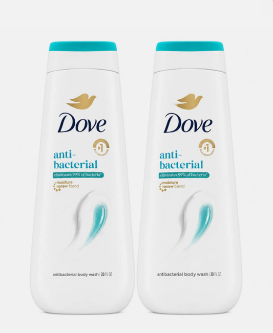 2 Pack Dove Antibacterial Body Wash Care & Protect 20 oz Each All Skin Types