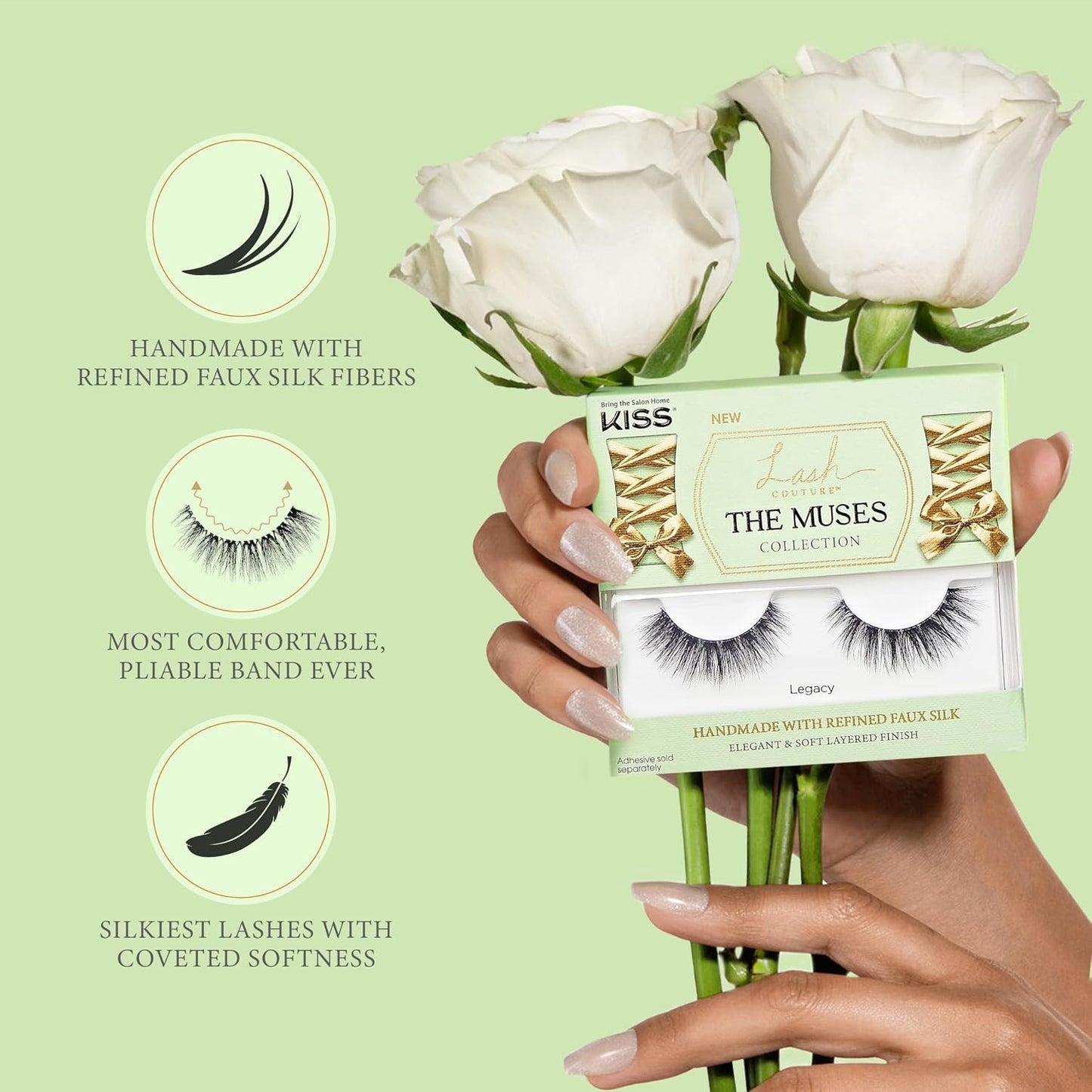 Kiss The Muses, False Eyelashes, 'Empress', 16mm, Includes 1 Pair, Easy to Apply