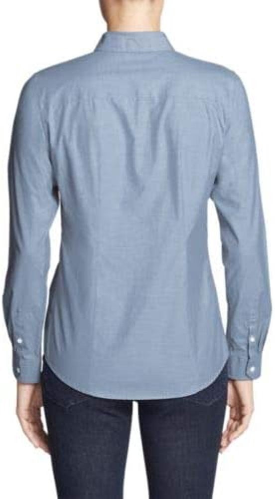 Eddie Bauer Women's Wrinkle-Free Easy Care Long-Sleeve Shirt Solid XS, Chambray