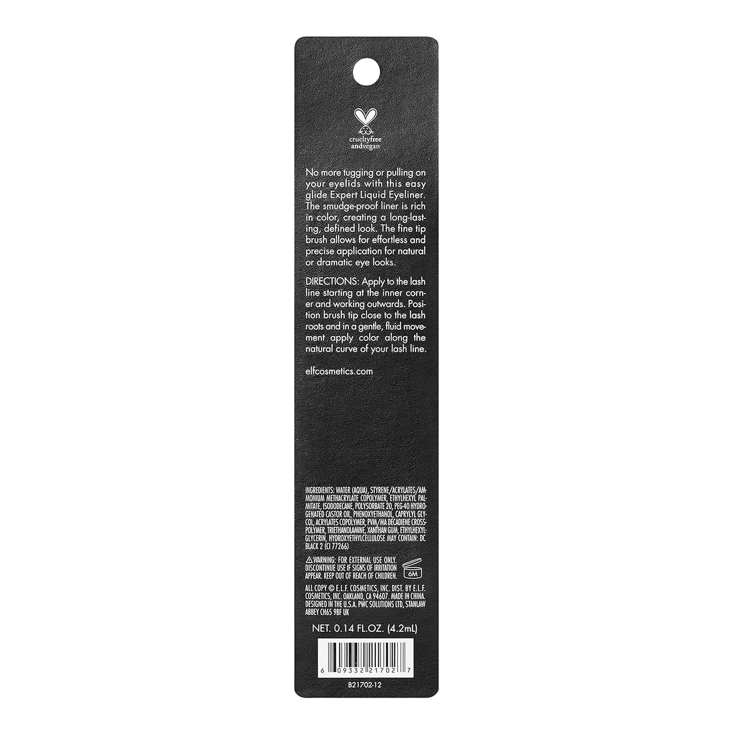 e.l.f. Liquid Eyeliner, High-pigment Liquid Eyeliner Jet Black