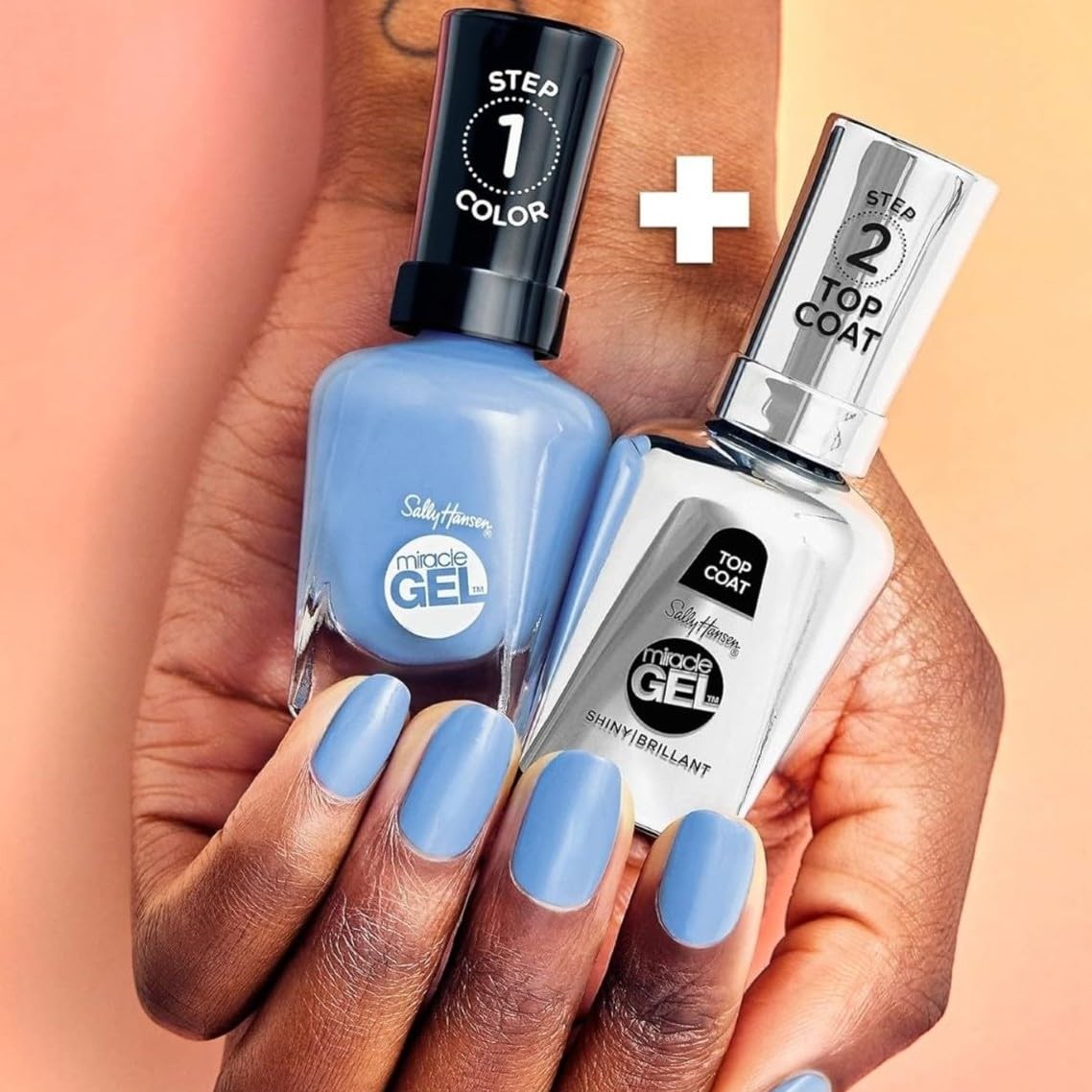 Sally Hansen Miracle Gel Neons Salon Quality Nail Polish Gel Like Formula Two Step System No UV Light Needed Long Lasting Opaque Glossy 53 Miami Ice Neon Blue Nail Polish