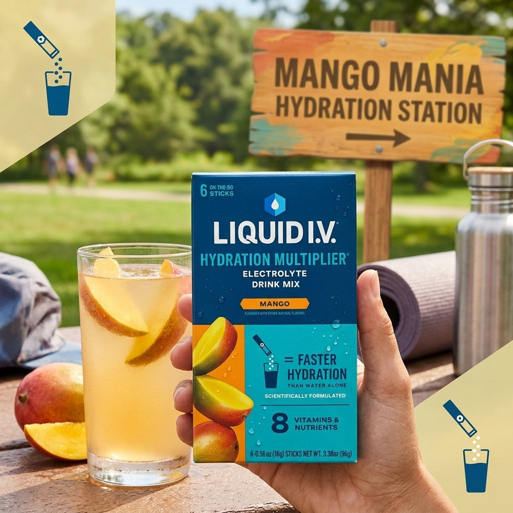 Liquid I.V. Mango Sugar-Free Hydration Multiplier Electrolyte Drink Mix 6 Pack