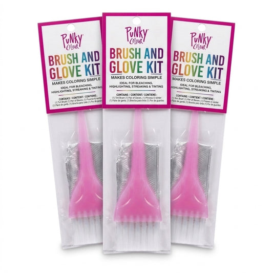 Punky Colour Brush and Glove Kit 3 Pack Hair Dye Tint Brush Bleach Highlight