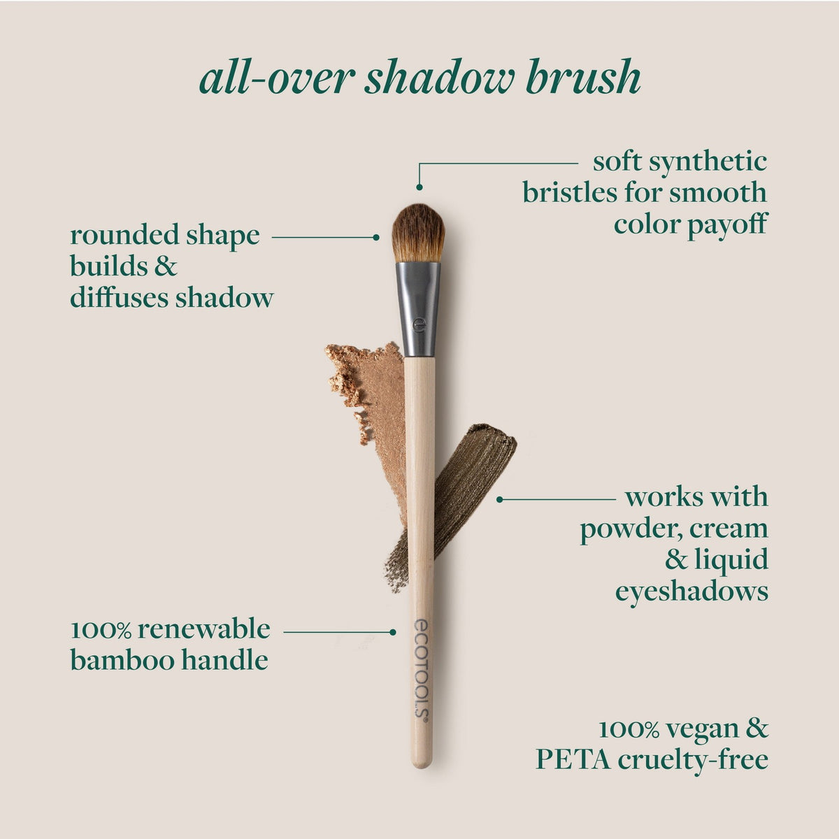 EcoTools All Over Eye Brush Fluffy Eyeshadow Brush Cruelty Free 1 Count