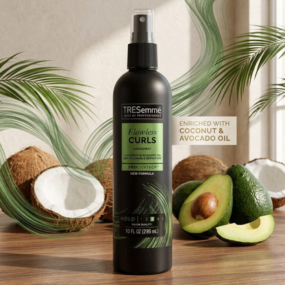 TRESemme Flawless Curls Hairspray Level 3 Hold Non-Aerosol Coconut Avocado Oil 10oz