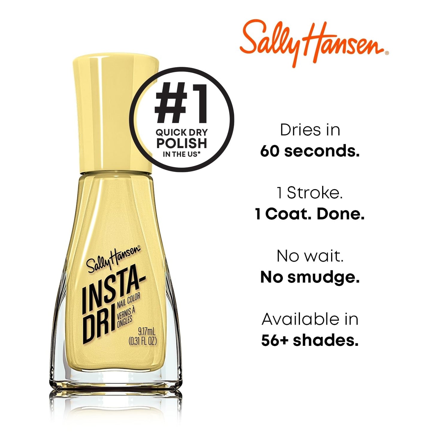 Sally Hansen Insta-Dri Nail Polish 530 Does Not Comcute Pale Yellow Lacquer