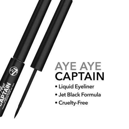 W7 Aye Aye Captain Liquid Eyeliner - Long-Lasting Black Liquid Precision Liner