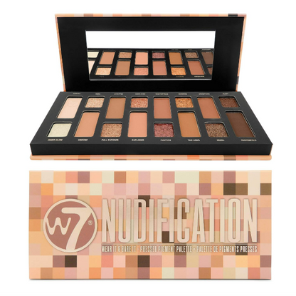 W7 Nudification Pressed Pigment Palette - 16 High Impact Nude Colors - Flawless