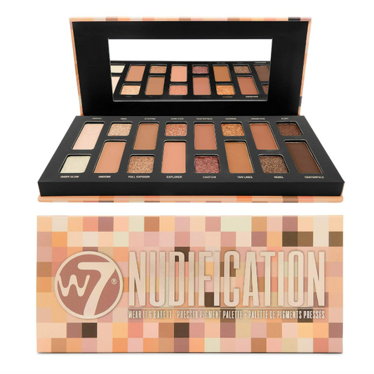 W7 Nudification Pressed Pigment Palette - 16 High Impact Nude Colors - Flawless