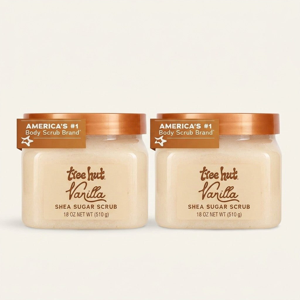 2 Pack Tree Hut Vanilla Shea Sugar Scrub 18 oz Exfoliating Body Polish Skin Care