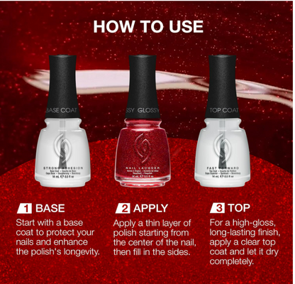 China Glaze CG Nail Lacquer Ruby Pumps – Deep Red Glitter Quick Dry 0.5 fl oz