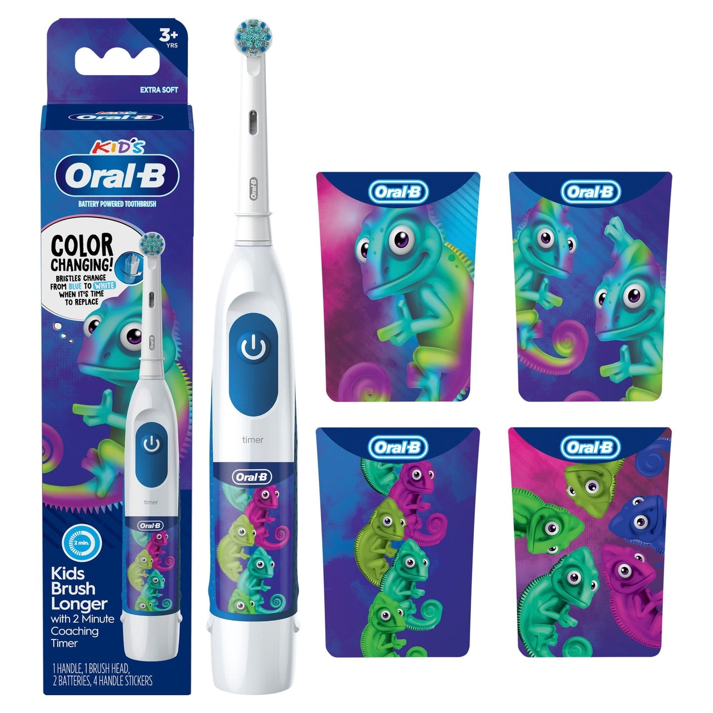 Oral‑B Battery Powered Kids Toothbrush with Color‑Changing Compact Bristles, 3+