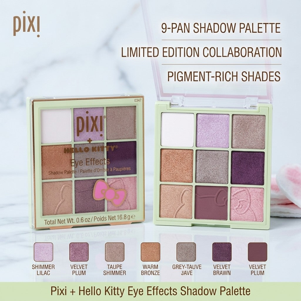 Pixi Hello Kitty Harmony Hues Eye Effects Eyeshadow Palette 9 Shades 0.6oz