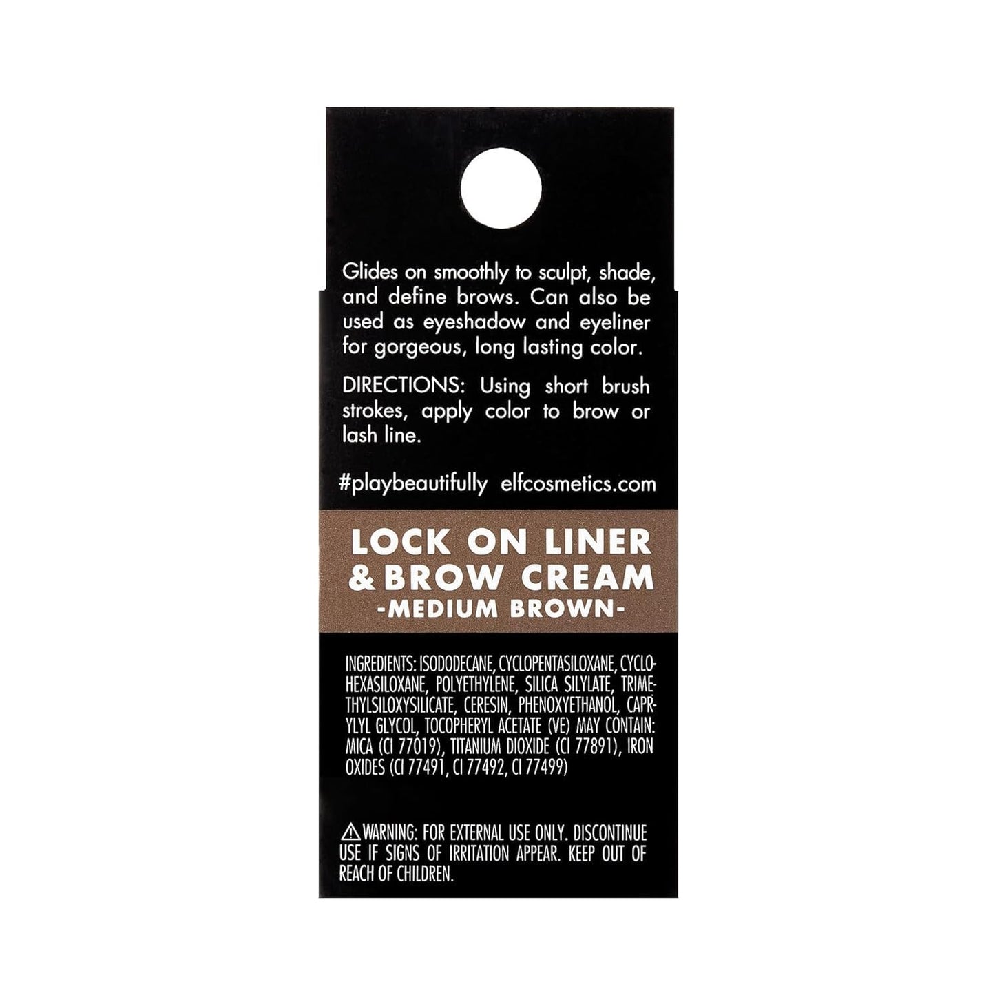e.l.f. Lock on Liner and Brow Cream, Medium Brown, 0.19 oz